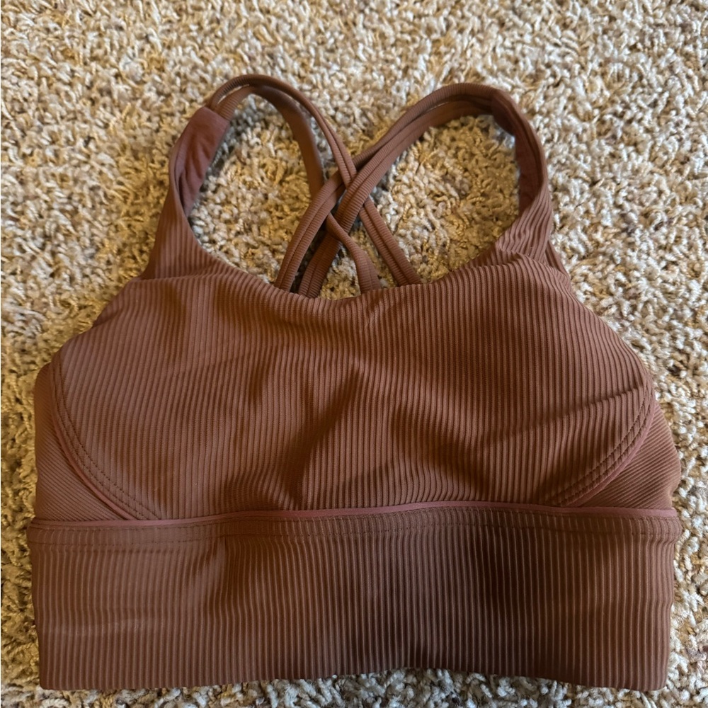 lululemon athletica Ribbed Brown Crossback Sports Bra